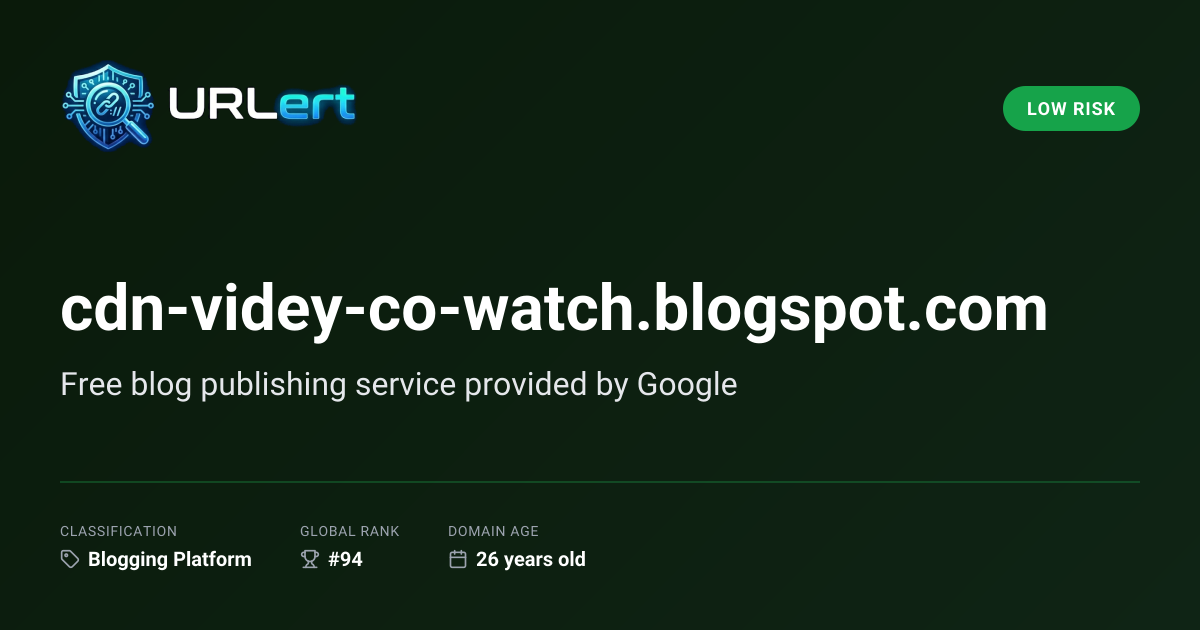 Is cdn-videy-co-watch.blogspot.com safe? | Blogging Platform | URLert
